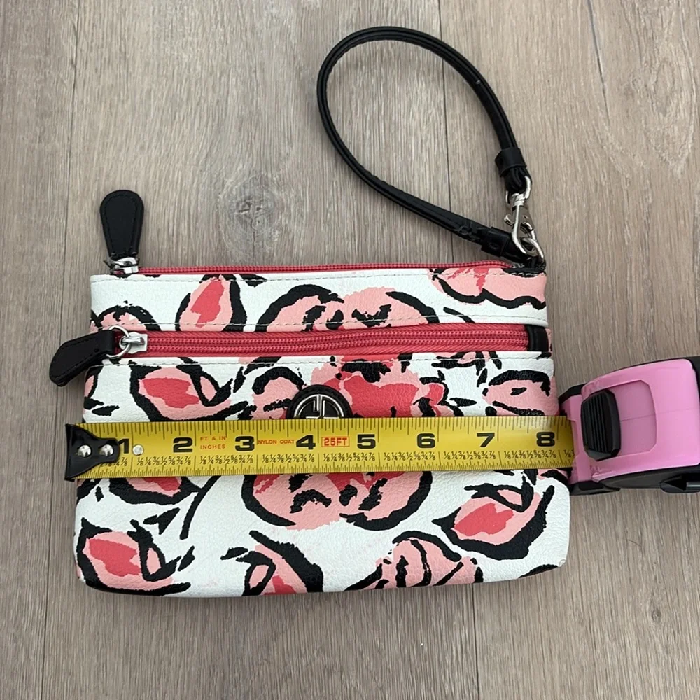 Giani Bernini Womens Wristlet Small Pink White Red Floral Print Spring - Picture 4 of 8